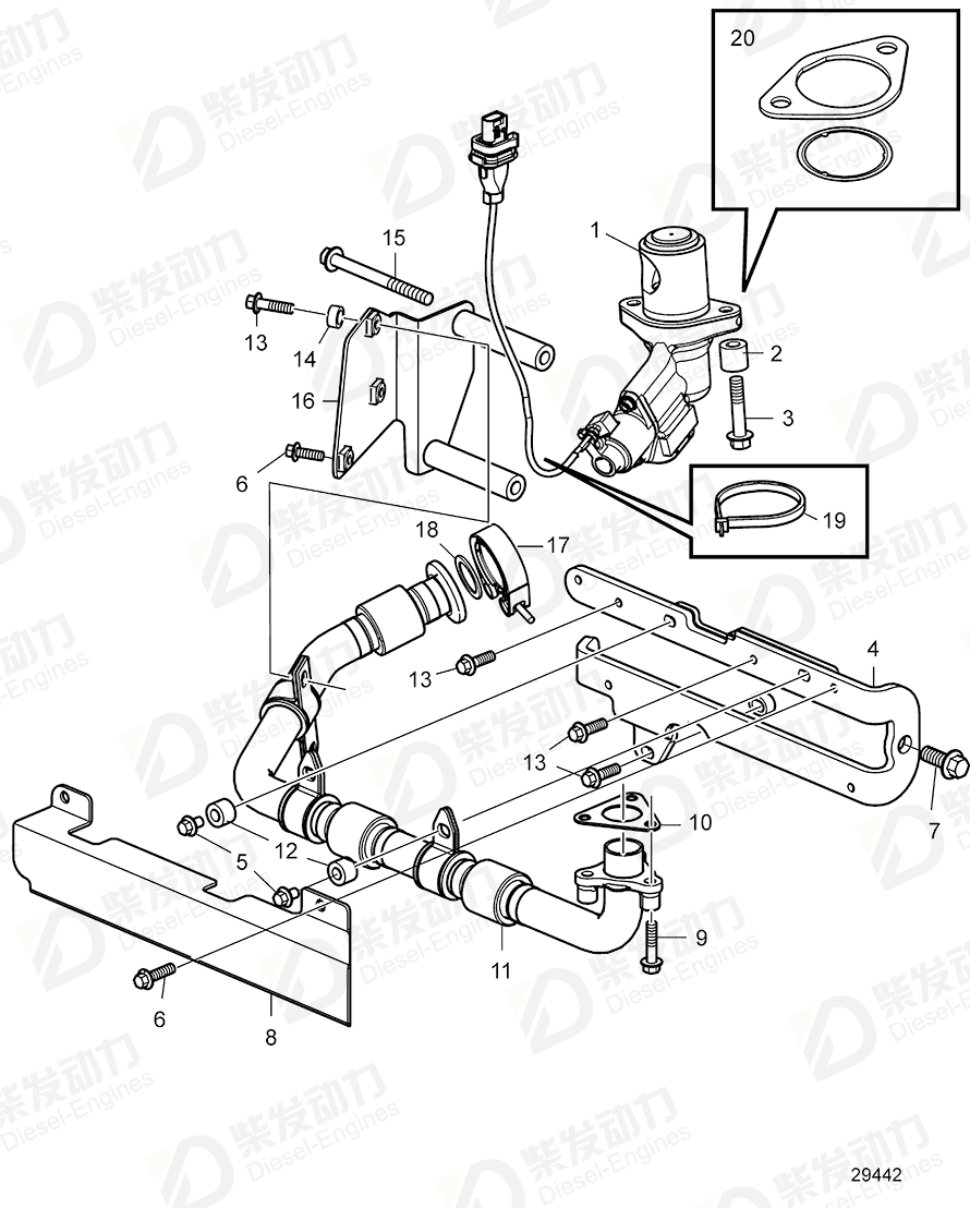 volvo penta V-clamp 20504406 Drawing volvo penta V-clamp 20504406 Drawing